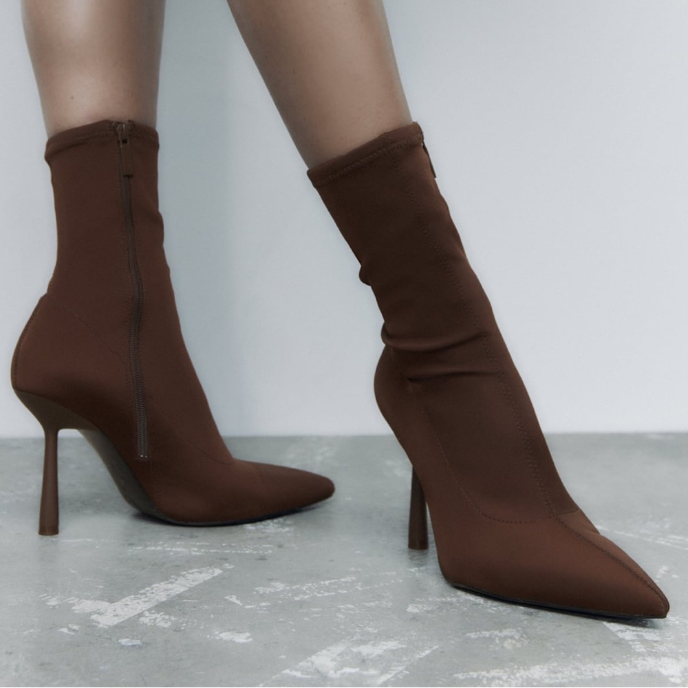 ZARA SOCK BOOTS IN BROWN